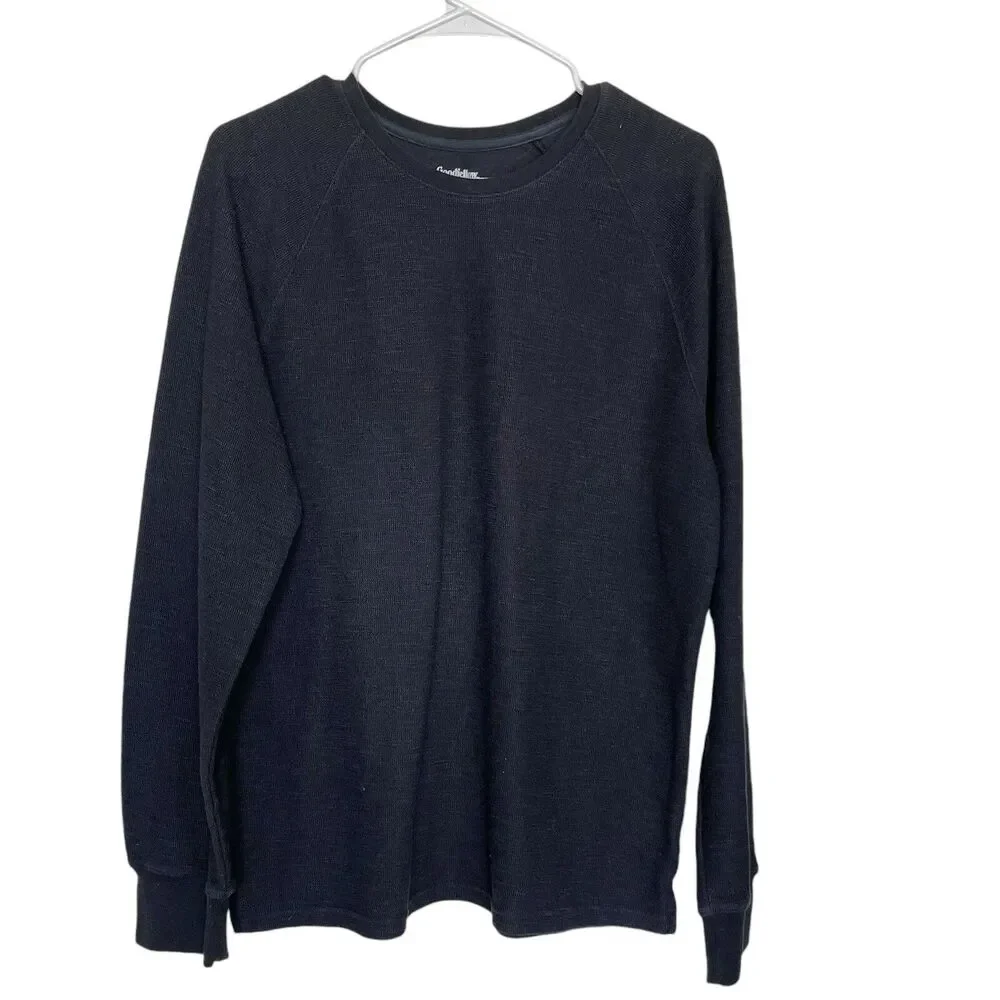 Goodfellow & Co Men’s Shirt Size Large Thermal Henley Long Sleeve Black Ribbed